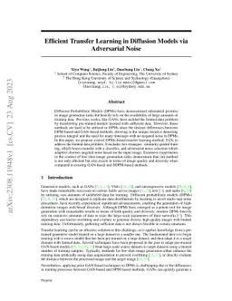 Efficient Transfer Learning in Diffusion Models via Adversarial Noise