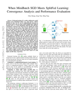 When MiniBatch SGD Meets SplitFed Learning:Convergence Analysis and
  Performance Evaluation