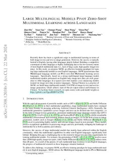 Large Multilingual Models Pivot Zero-Shot Multimodal Learning across
  Languages