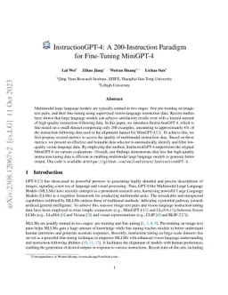 InstructionGPT-4: A 200-Instruction Paradigm for Fine-Tuning MiniGPT-4