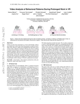 Video Analysis of Behavioral Patterns During Prolonged Work in VR