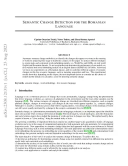 Semantic Change Detection for the Romanian Language