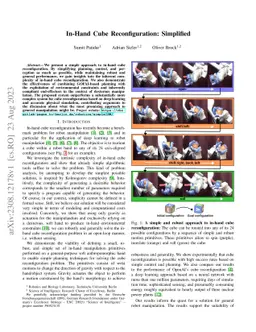 In-Hand Cube Reconfiguration: Simplified