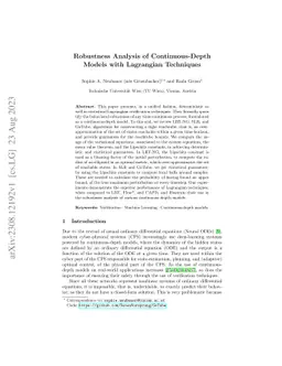 Robustness Analysis of Continuous-Depth Models with Lagrangian
  Techniques