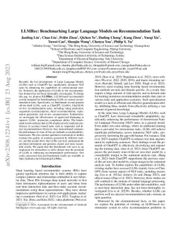 LLMRec: Benchmarking Large Language Models on Recommendation Task