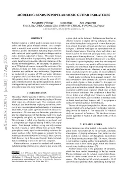 Modeling Bends in Popular Music Guitar Tablatures