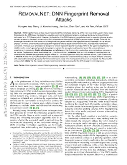 RemovalNet: DNN Fingerprint Removal Attacks