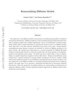 Renormalizing Diffusion Models