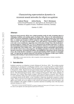 Characterising representation dynamics in recurrent neural networks for
  object recognition