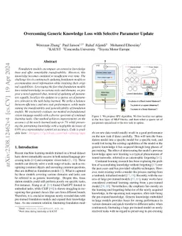 Overcoming Generic Knowledge Loss with Selective Parameter Update