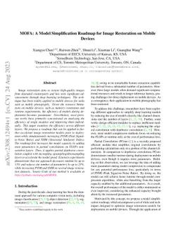 MOFA: A Model Simplification Roadmap for Image Restoration on Mobile
  Devices