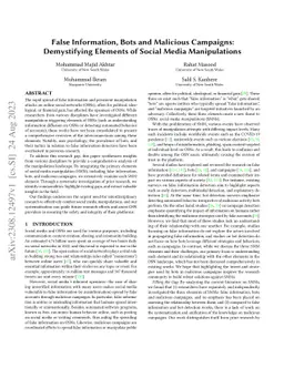 False Information, Bots and Malicious Campaigns: Demystifying Elements
  of Social Media Manipulations
