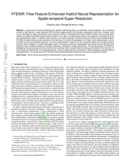 FFEINR: Flow Feature-Enhanced Implicit Neural Representation for
  Spatio-temporal Super-Resolution