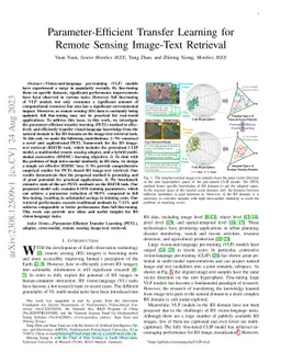 Parameter-Efficient Transfer Learning for Remote Sensing Image-Text
  Retrieval