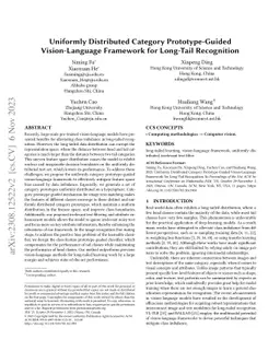 Uniformly Distributed Category Prototype-Guided Vision-Language
  Framework for Long-Tail Recognition