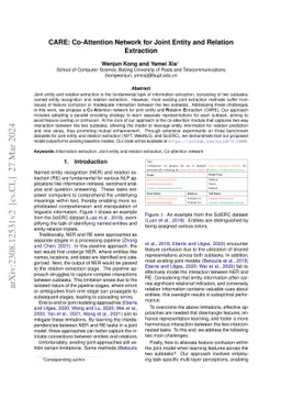 CARE: Co-Attention Network for Joint Entity and Relation Extraction