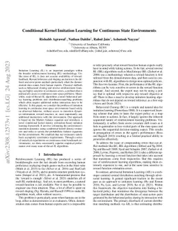 Conditional Kernel Imitation Learning for Continuous State Environments