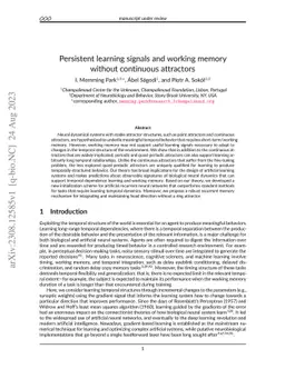 Persistent learning signals and working memory without continuous
  attractors