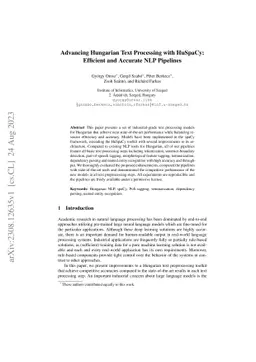 Advancing Hungarian Text Processing with HuSpaCy: Efficient and Accurate
  NLP Pipelines