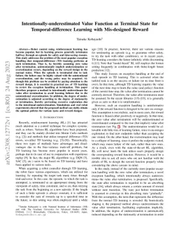 Intentionally-underestimated Value Function at Terminal State for
  Temporal-difference Learning with Mis-designed Reward