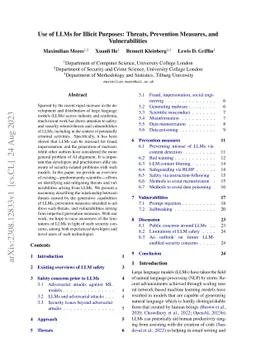 Use of LLMs for Illicit Purposes: Threats, Prevention Measures, and
  Vulnerabilities