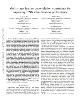 Multi-stage feature decorrelation constraints for improving CNN
  classification performance
