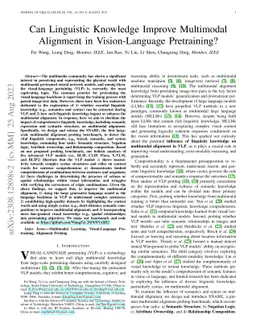 Can Linguistic Knowledge Improve Multimodal Alignment in Vision-Language
  Pretraining?
