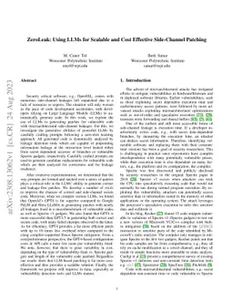 ZeroLeak: Using LLMs for Scalable and Cost Effective Side-Channel
  Patching