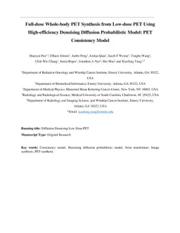 Full-dose Whole-body PET Synthesis from Low-dose PET Using
  High-efficiency Denoising Diffusion Probabilistic Model: PET Consistency
  Model