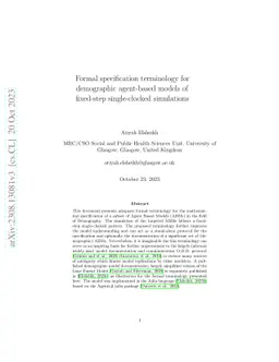 Formal specification terminology for demographic agent-based models of
  fixed-step single-clocked simulations