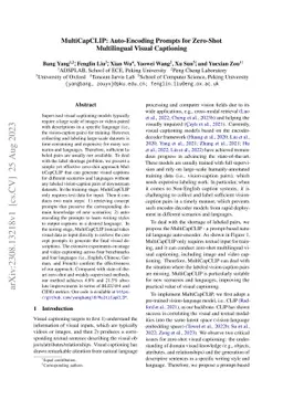 MultiCapCLIP: Auto-Encoding Prompts for Zero-Shot Multilingual Visual
  Captioning