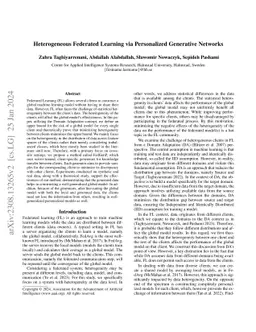 Heterogeneous Federated Learning via Personalized Generative Networks