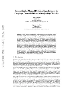 Integrating LLMs and Decision Transformers for Language Grounded
  Generative Quality-Diversity