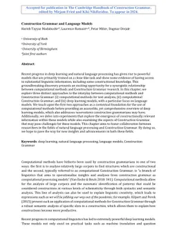 Construction Grammar and Language Models