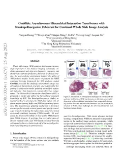 ConSlide: Asynchronous Hierarchical Interaction Transformer with
  Breakup-Reorganize Rehearsal for Continual Whole Slide Image Analysis