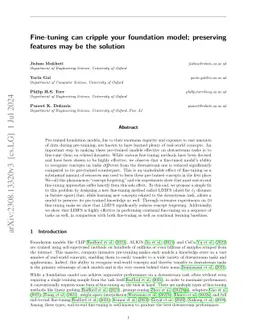 Fine-tuning can cripple your foundation model; preserving features may
  be the solution