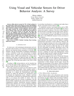Using Visual and Vehicular Sensors for Driver Behavior Analysis: A
  Survey