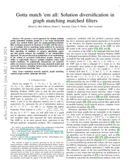 Gotta match ém all: Solution diversification in graph matching matched
  filters