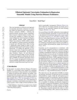 Efficient Epistemic Uncertainty Estimation in Regression Ensemble Models Using Pairwise-Distance Estimators