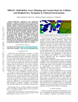 MRNAV: Multi-Robot Aware Planning and Control Stack for Collision and
  Deadlock-free Navigation in Cluttered Environments