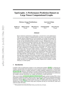 TpuGraphs: A Performance Prediction Dataset on Large Tensor
  Computational Graphs