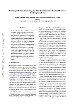 Training and Meta-Evaluating Machine Translation Evaluation Metrics at
  the Paragraph Level
