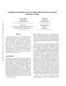 Attending Generalizability in Course of Deep Fake Detection by Exploring
  Multi-task Learning