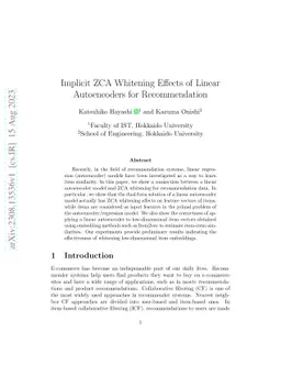 Implicit ZCA Whitening Effects of Linear Autoencoders for Recommendation