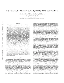 Region-Disentangled Diffusion Model for High-Fidelity PPG-to-ECG
  Translation