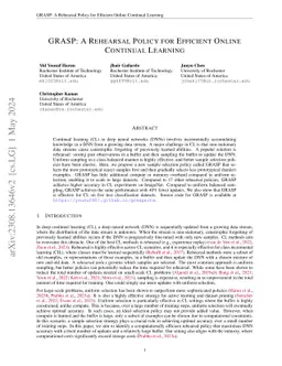 GRASP: A Rehearsal Policy for Efficient Online Continual Learning