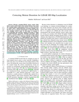 Correcting Motion Distortion for LIDAR HD-Map Localization