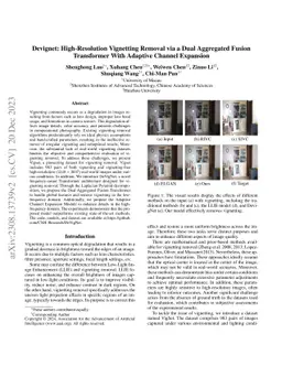 Devignet: High-Resolution Vignetting Removal via a Dual Aggregated
  Fusion Transformer With Adaptive Channel Expansion