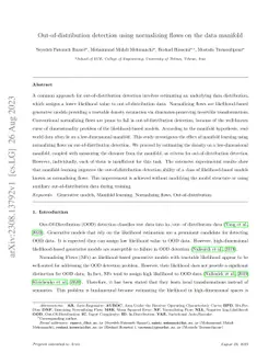 Out-of-distribution detection using normalizing flows on the data manifold