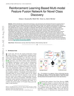 Reinforcement Learning Based Multi-modal Feature Fusion Network for
  Novel Class Discovery